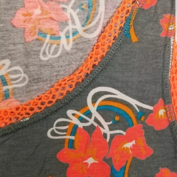 Diesel Women's Tank Top Floral Gray Orange Size XS - Picture 3 of 13